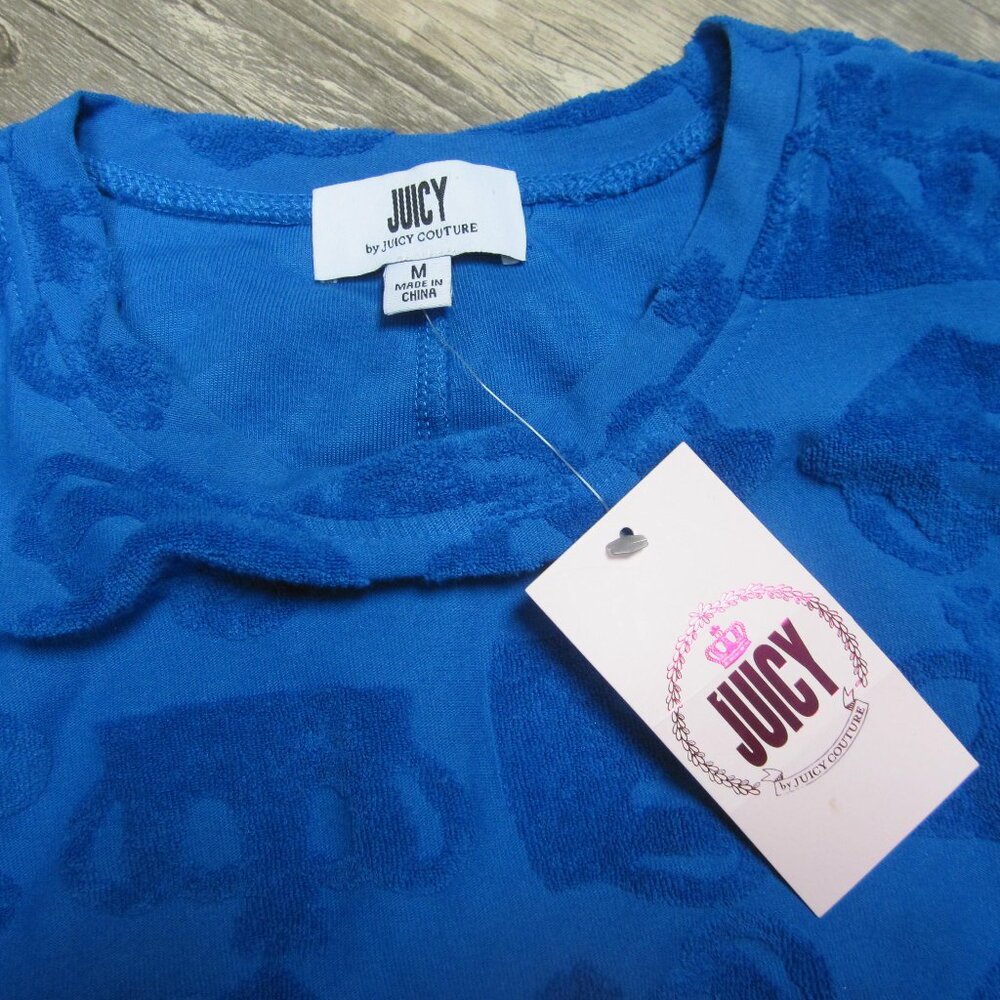 NWT Juicy Couture Blue Crop Top with Terrycloth Crowns
